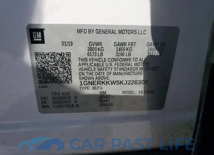 1GNERKKW5KJ226306# 12