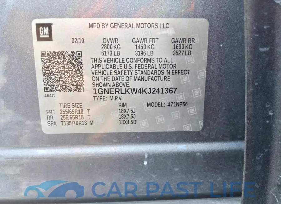 1GNERLKW4KJ241367# 13
