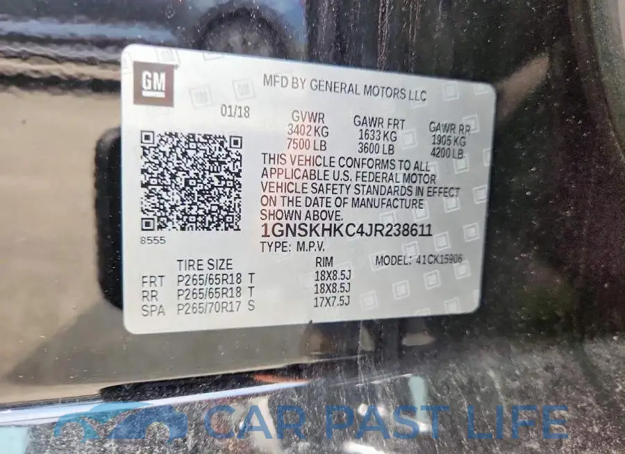1GNSKHKC4JR238611# 13