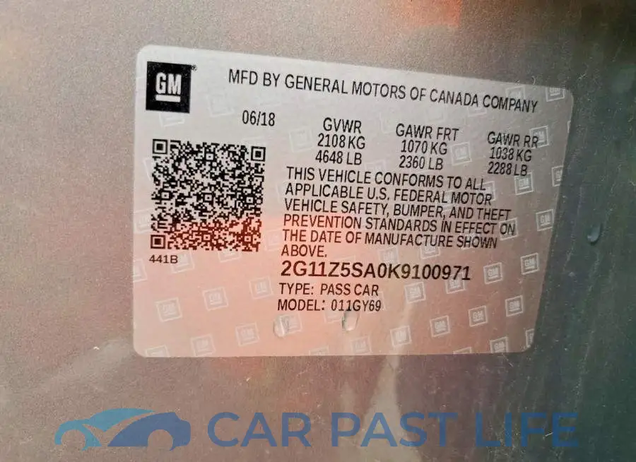 2G11Z5SA0K9100971# 12