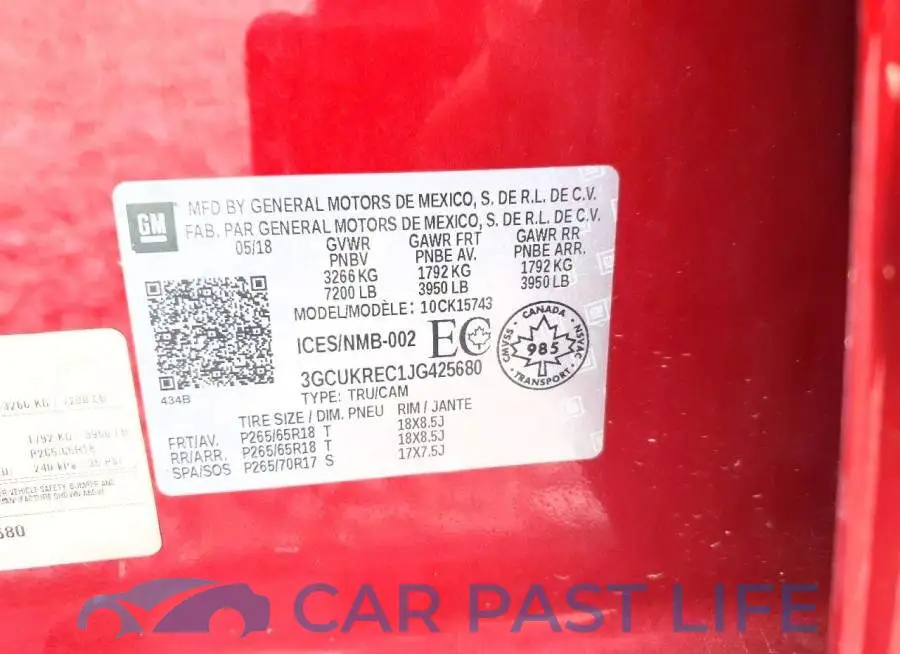 3GCUKREC1JG425680# 12