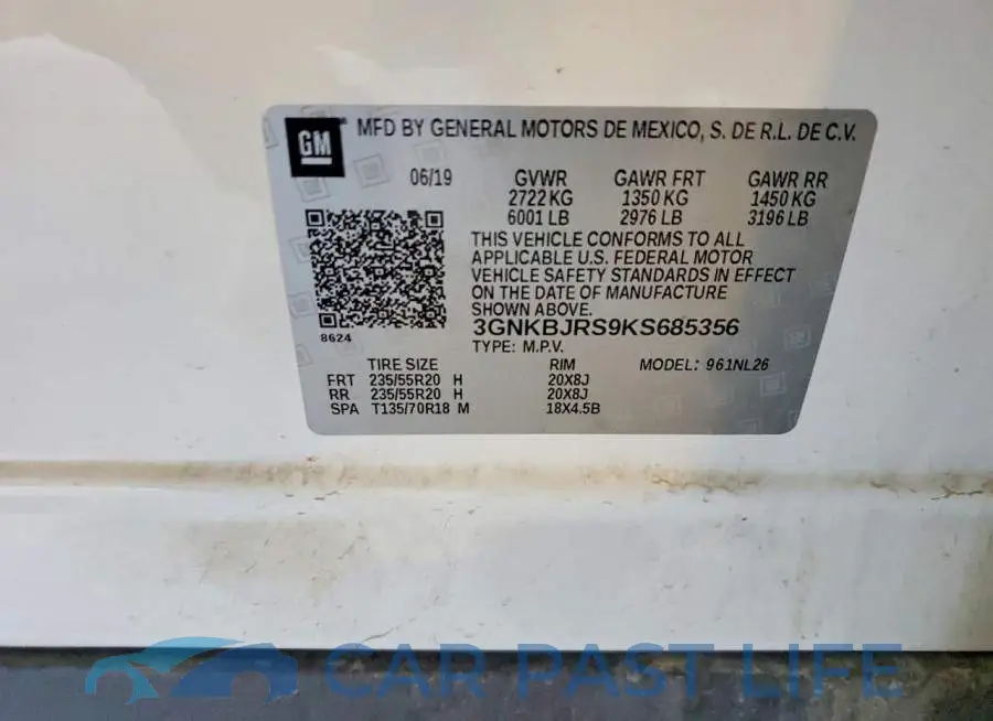 3GNKBJRS9KS685356# 13