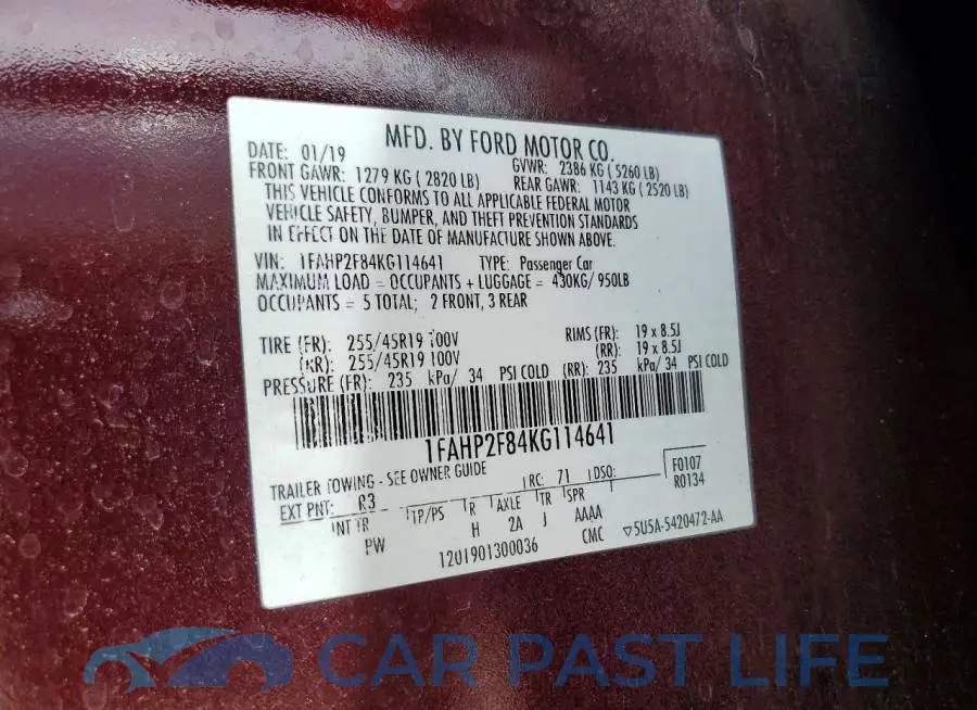 1FAHP2F84KG114641# 12