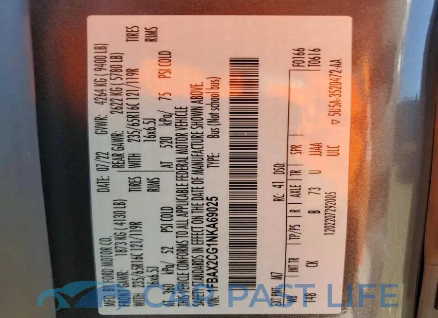 1FBAX2CG1NKA69025# 13
