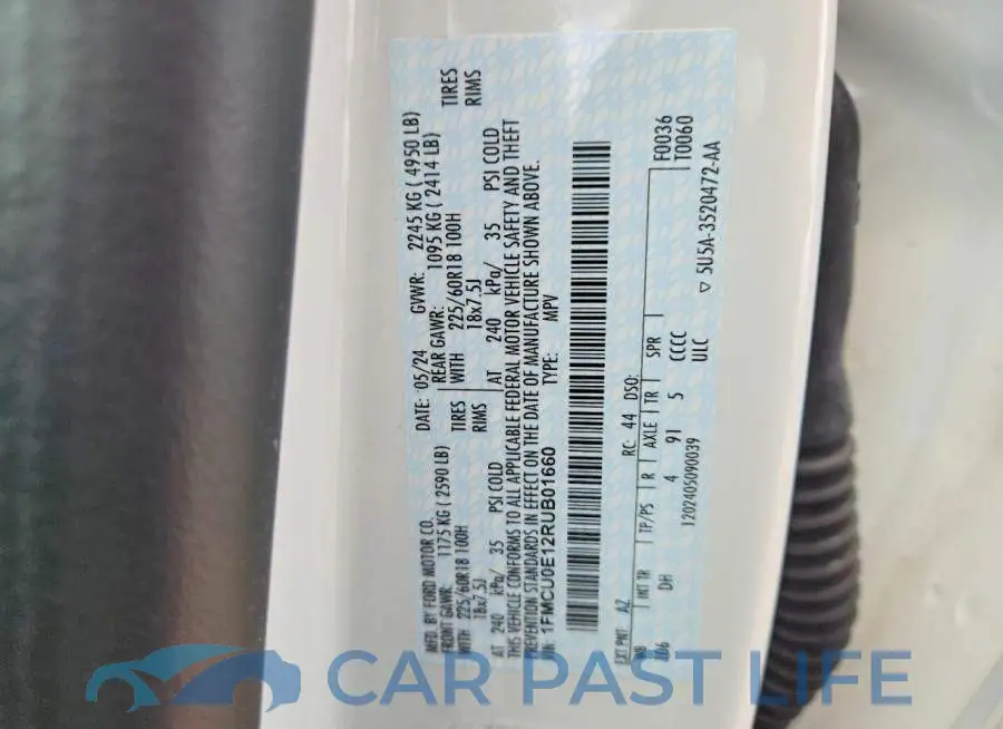 1FMCU0E12RUB01660# 13