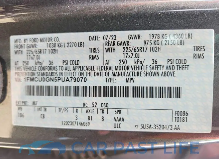 1FMCU0GN5PUA79070# 13
