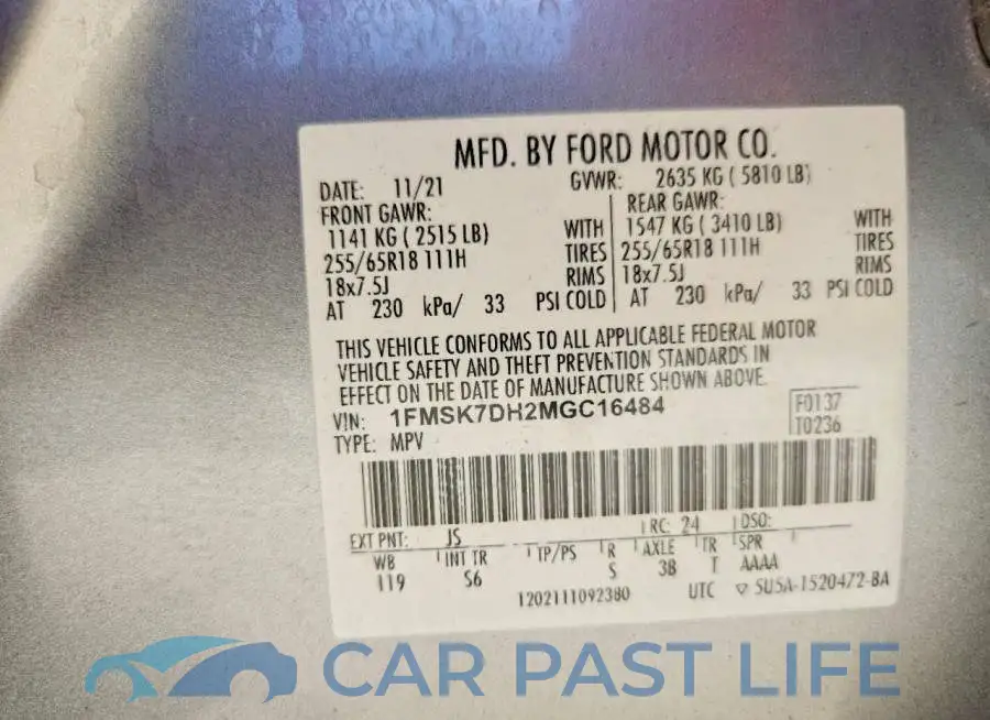 1FMSK7DH2MGC16484# 14