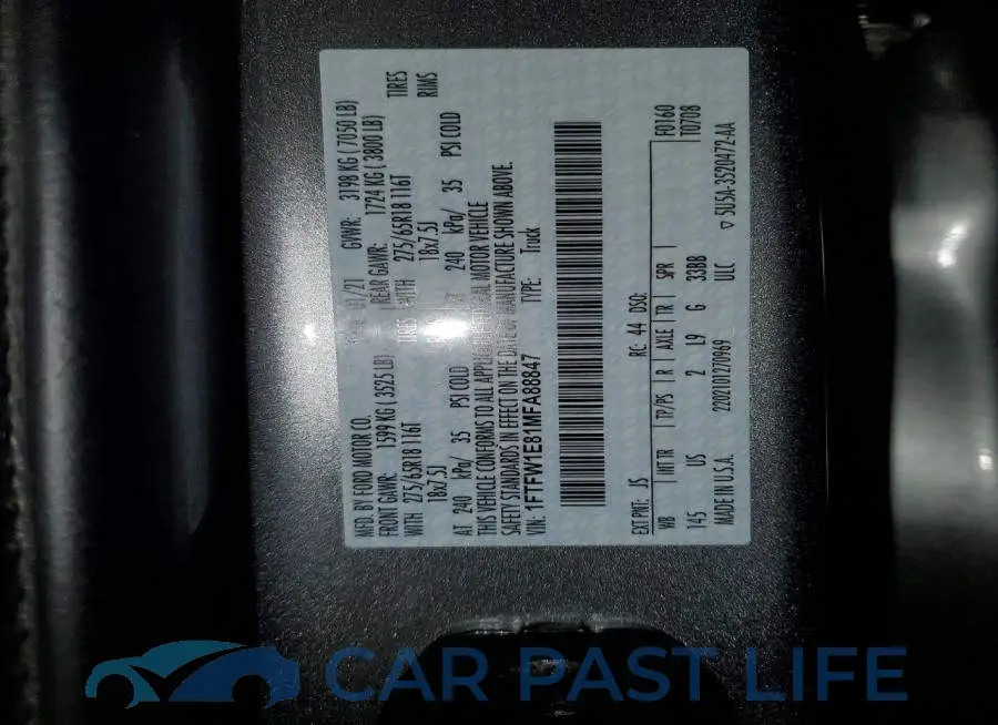 1FTFW1E81MFA88847# 12
