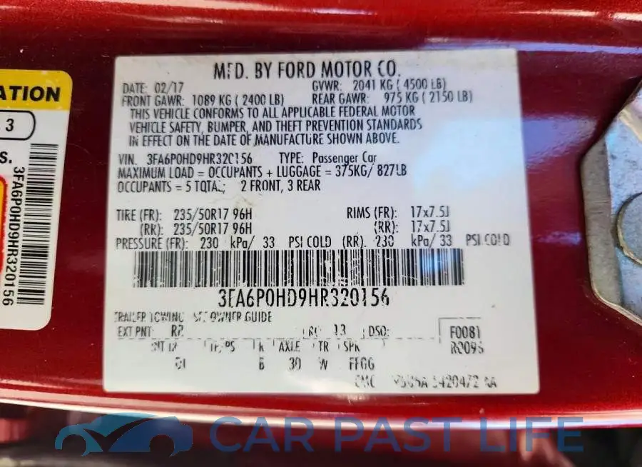 3FA6P0HD9HR320156# 12