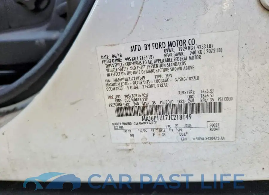 MAJ6P1UL7JC218149# 12