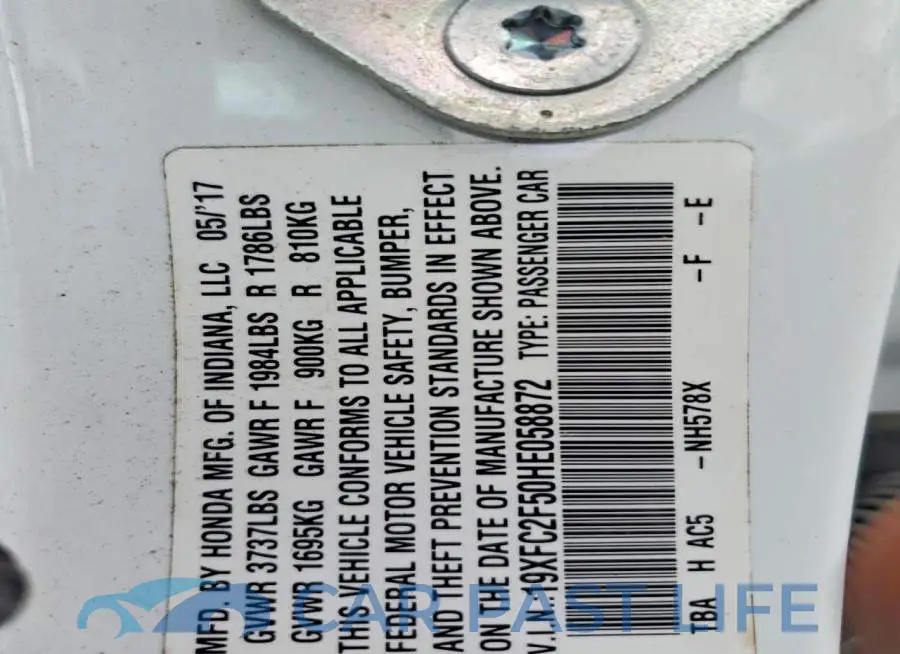 19XFC2F50HE058872# 12