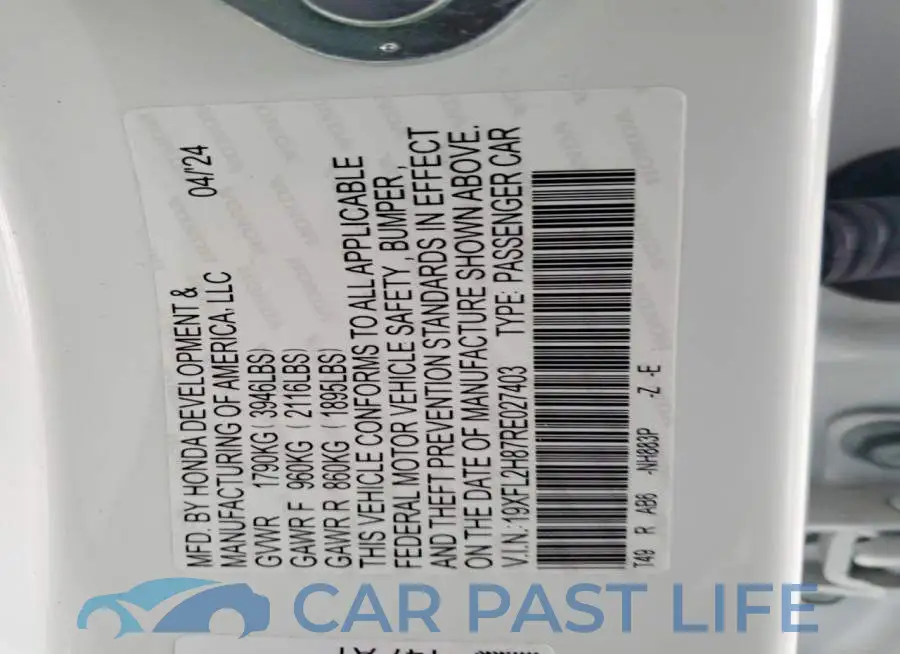 19XFL2H87RE027403# 12