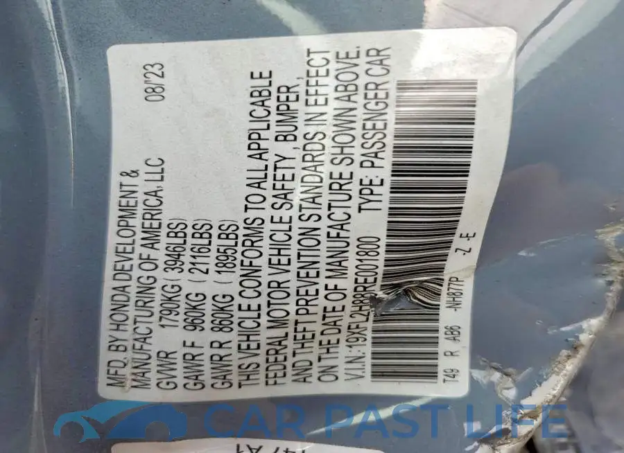 19XFL2H88RE001800# 12