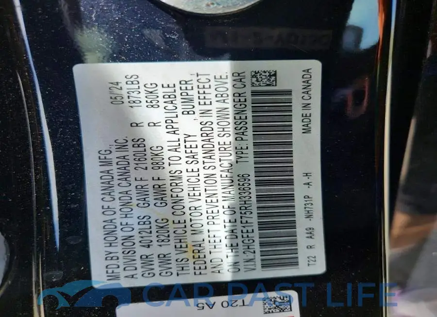 2HGFE1F75RH336596# 13