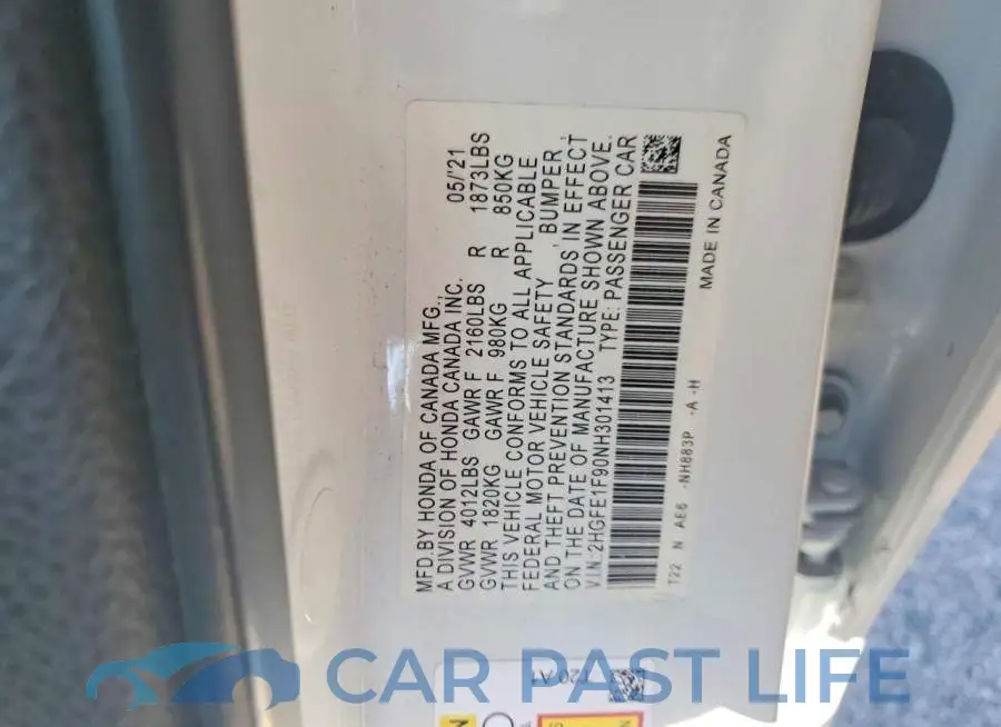 2HGFE1F90NH301413# 13