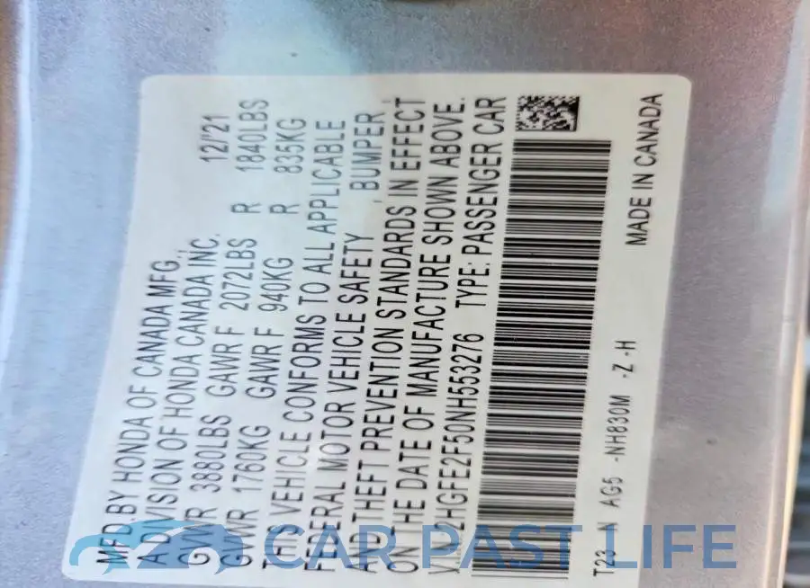 2HGFE2F50NH553276# 12