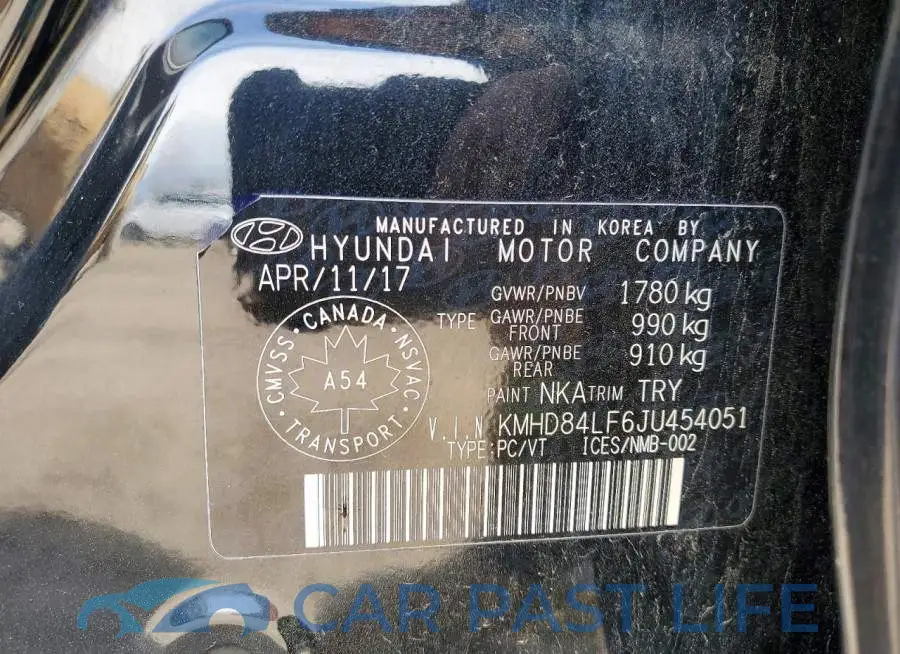 KMHD84LF6JU454051# 12