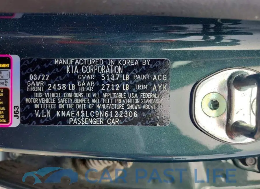 KNAE45LC9N6122306# 12