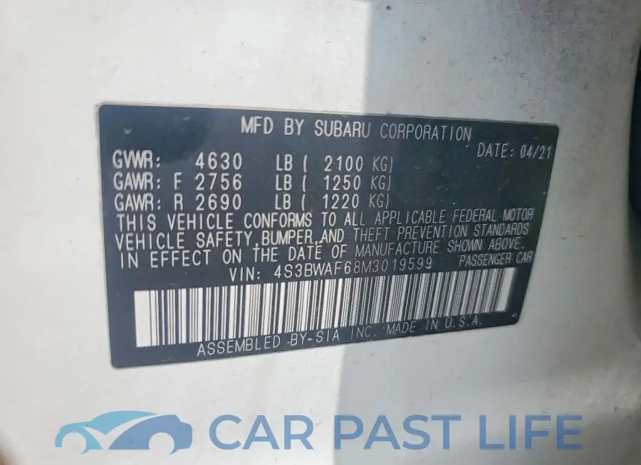 4S3BWAF68M3019599# 12