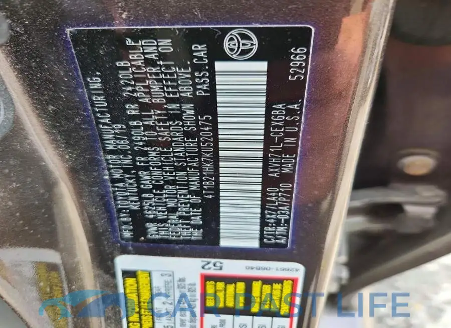 4T1B21HK7KU520475# 12