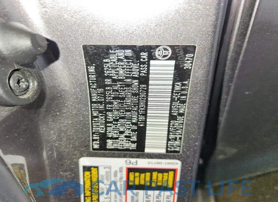 4T1BF1FK9HU290728# 12