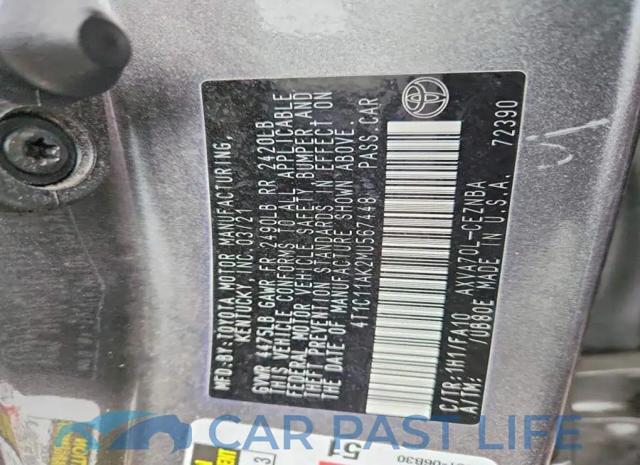 4T1C11AK2MU567448# 12