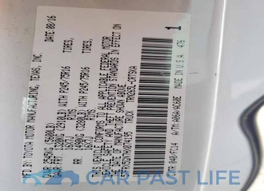 5TFRX5GN7HX074195# 12