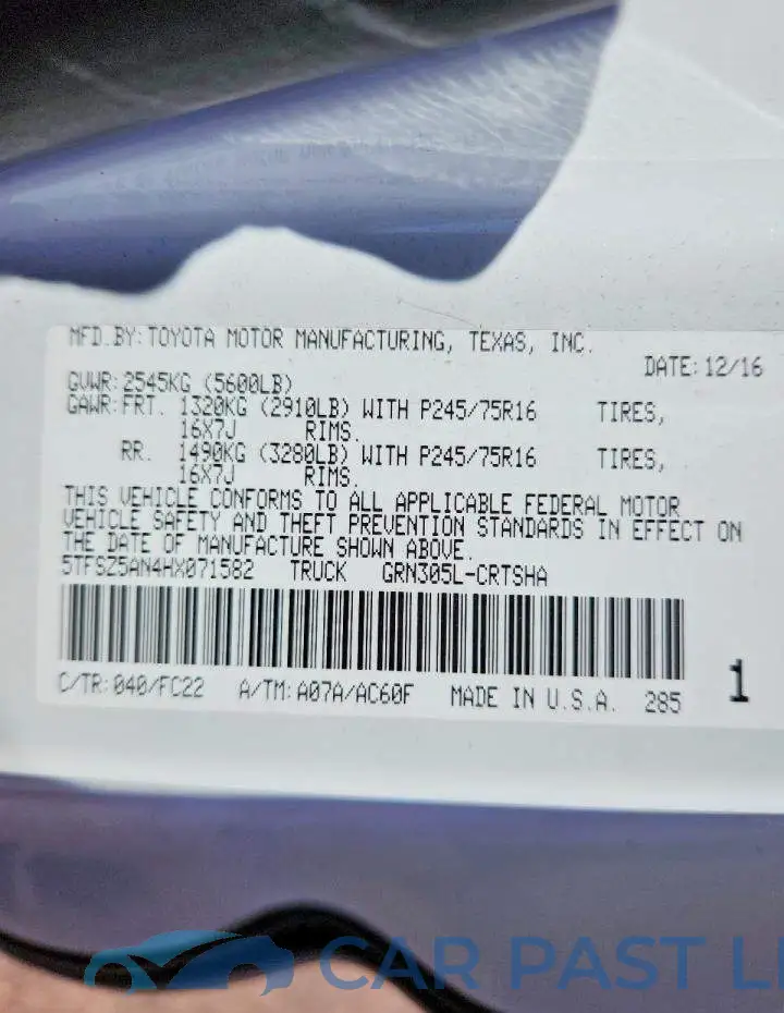 5TFSZ5AN4HX071582# 12