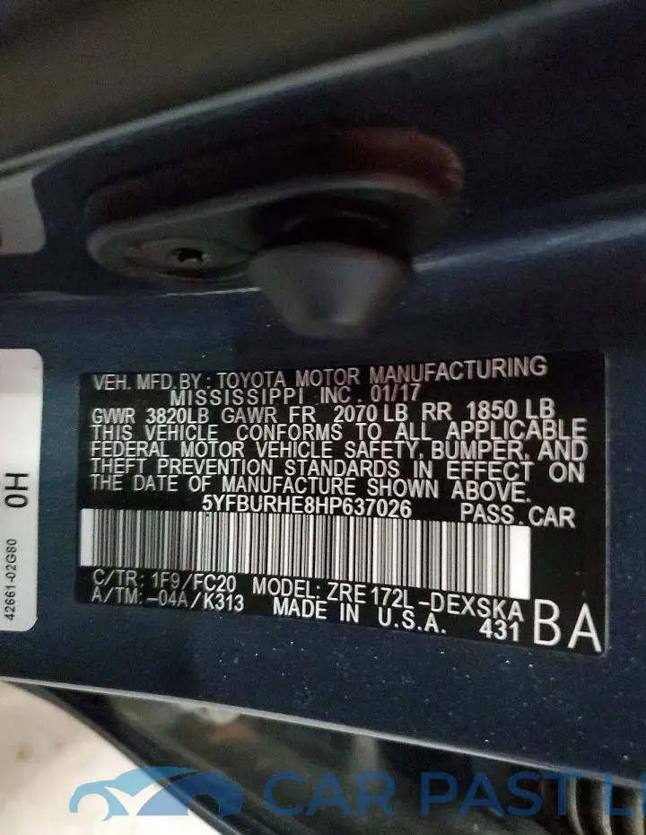 5YFBURHE8HP637026# 12