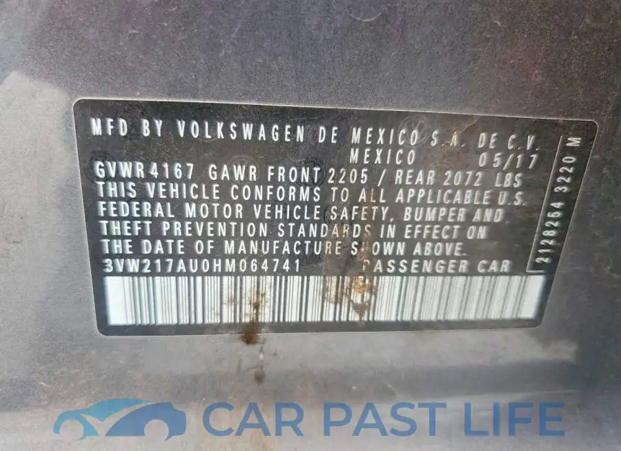 3VW217AU0HM064741# 12