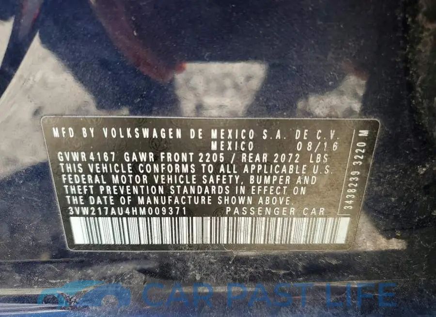3VW217AU4HM009371# 12