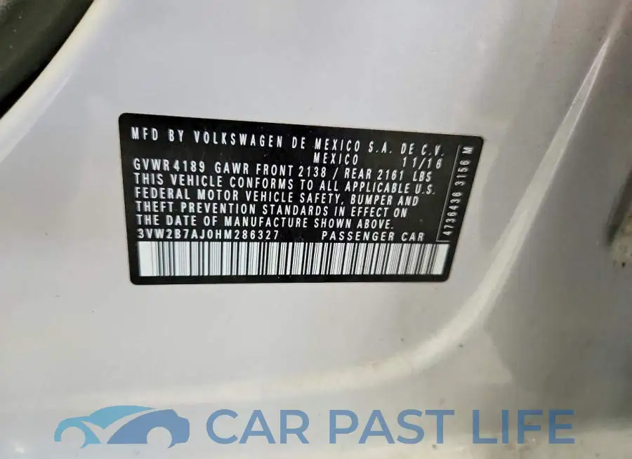 3VW2B7AJ0HM286327# 12