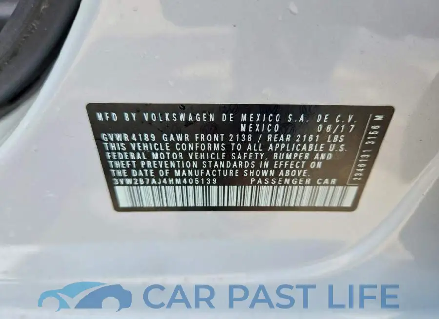 3VW2B7AJ4HM405139# 13
