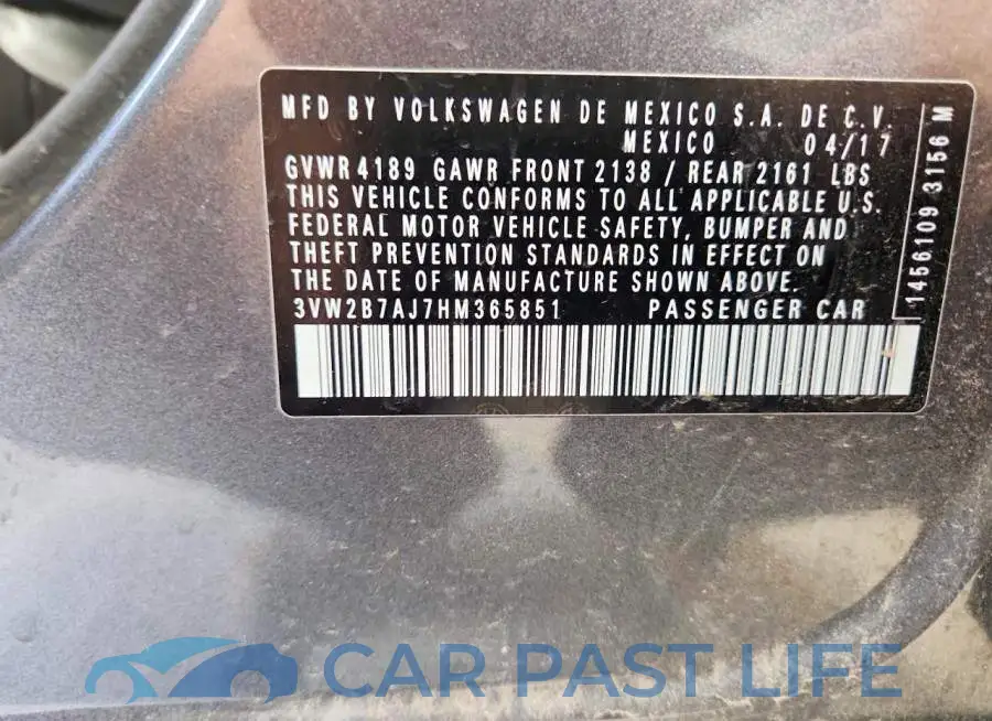 3VW2B7AJ7HM365851# 12