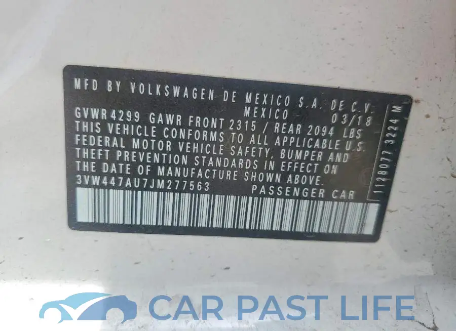 3VW447AU7JM277563# 12