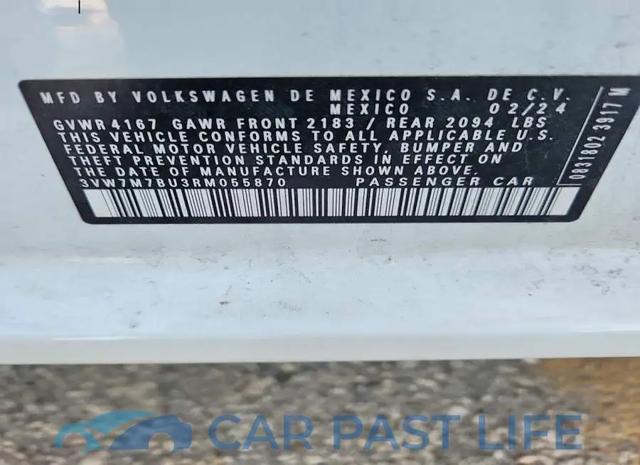 3VW7M7BU3RM055870# 12
