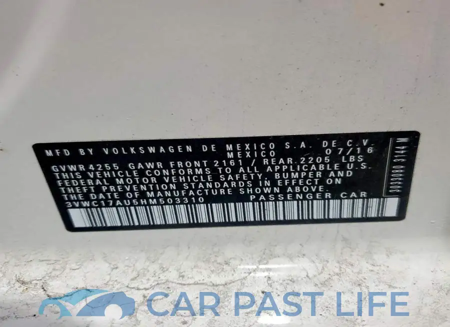 3VWC17AU5HM503310# 12