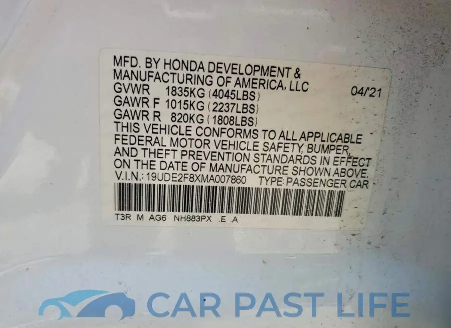 19UDE2F8XMA007860# 12