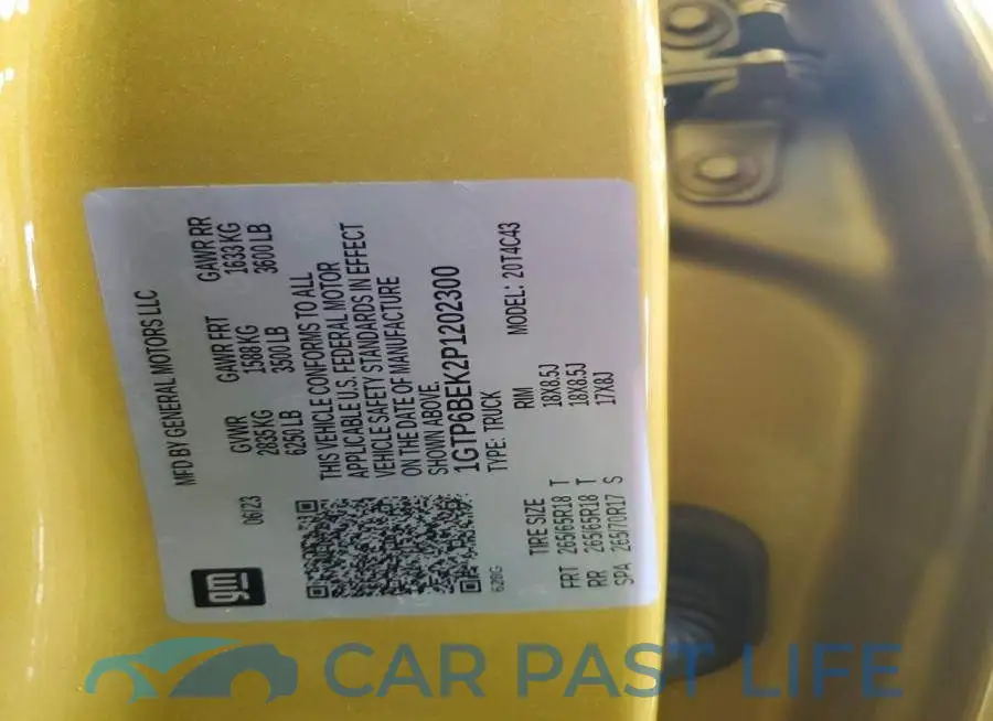 1GTP6BEK2P1202300# 12