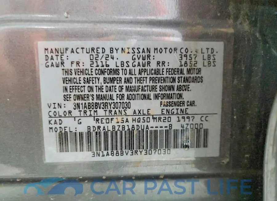 3N1AB8BV3RY307030# 12