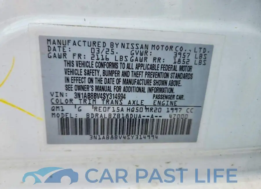 3N1AB8BV4SY314994# 12