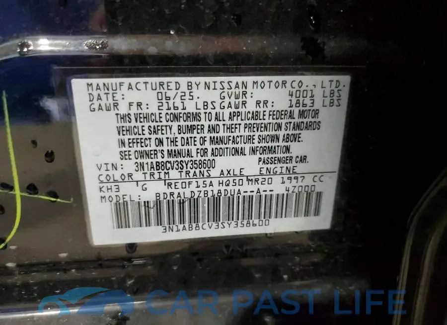 3N1AB8CV3SY358600# 12