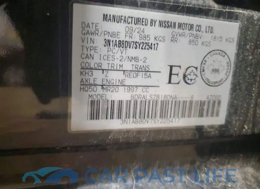 3N1AB8DV7SY225417# 12