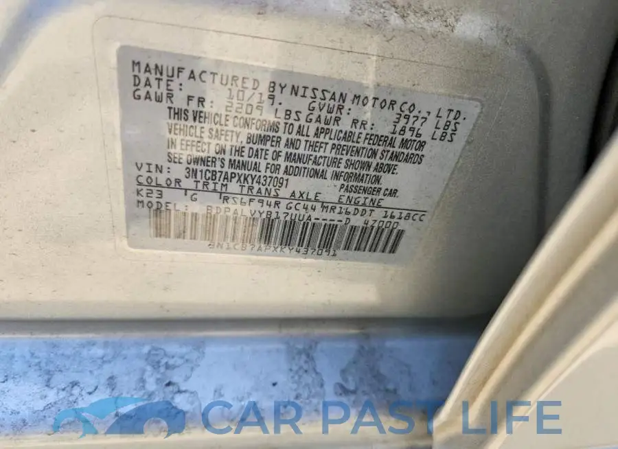 3N1CB7APXKY437091# 12