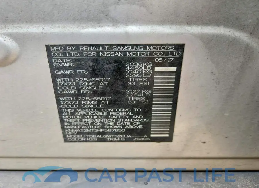 KNMAT2MT3HP587650# 13