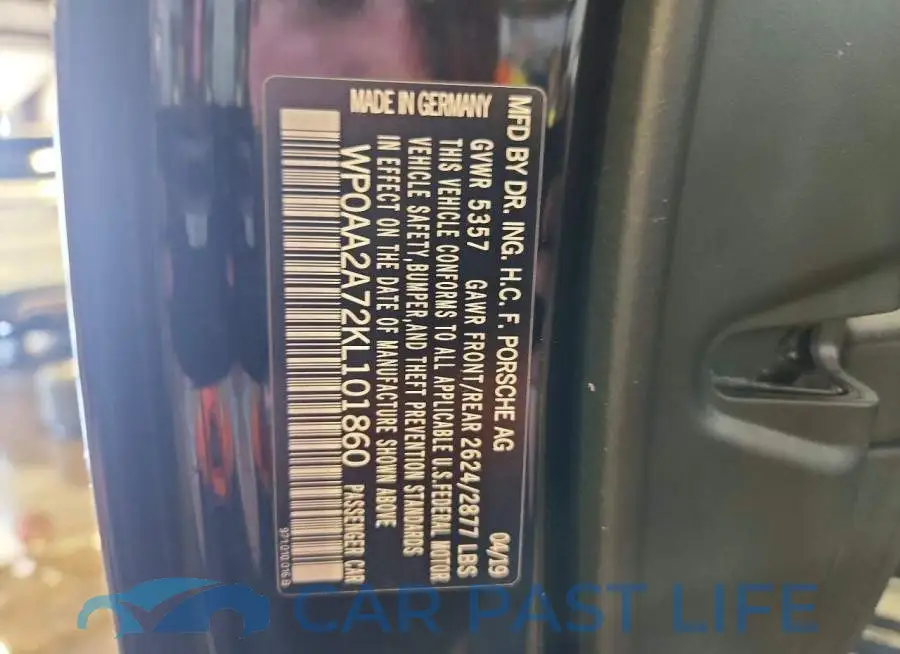 WP0AA2A72KL101860# 12