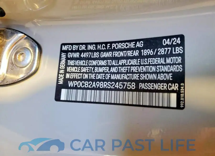 WP0CB2A98RS245758# 12