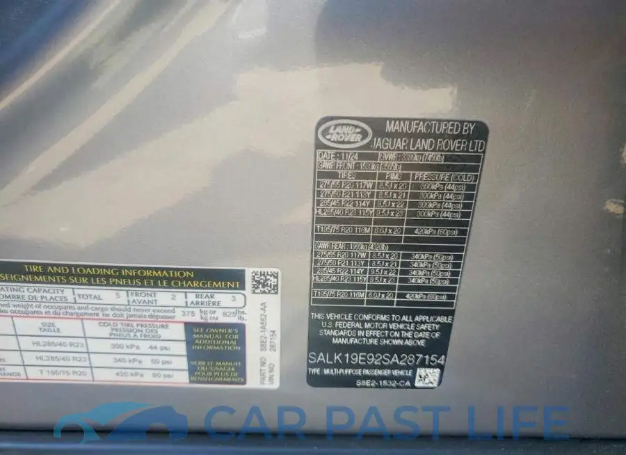 SALK19E92SA287154# 14
