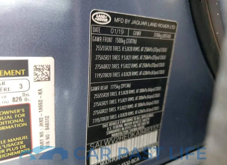 SALWV2RE0KA848312# 13