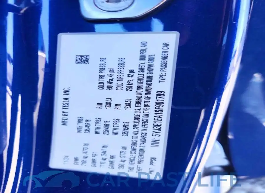 5YJ3E1EA1SF901789# 12